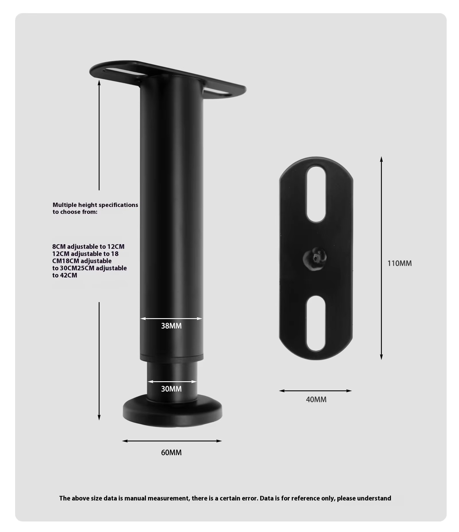 Adjustable Round Sofa with T-bottom Retractable Bed Frame Foot Support Furniture Hardware Cabinet Iron Metal