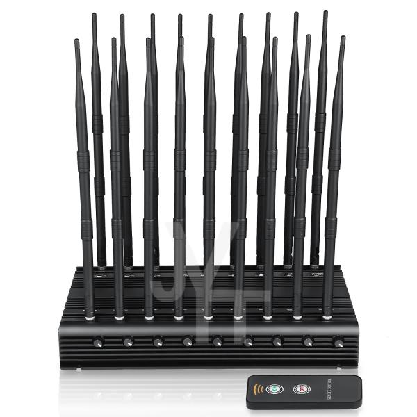18 antennas signal jammer blocking all 2G 3G 4G 5G WIIFI GPS RF LOJACK signals with remote control.