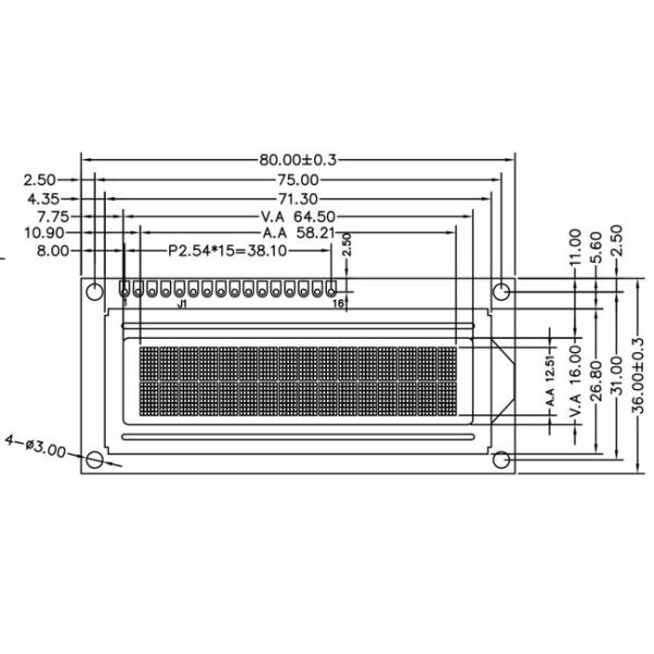 Характер LCD 16x2 5V интерфейса MPU изготовленный на заказ с контактным разъемом заголовка