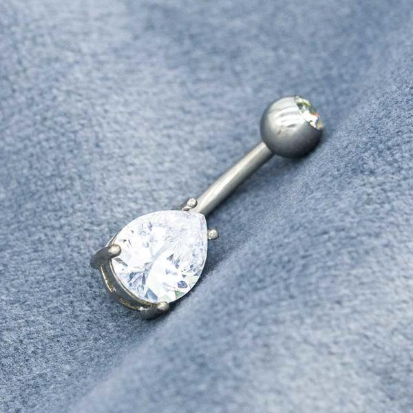 O rasgo redondo da joia das perfurações do corpo deixa cair o zircão 10mm de Crystal Belly Ring Double