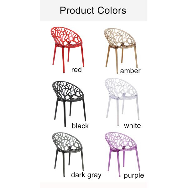 Transparent Acrylic PC Chairs Hollow Armrest Multicolor Plastic Garden Chair