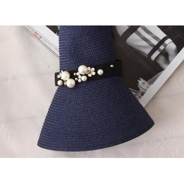 Mesh Inside Women's Floppy Straw Beach Hat Sun Visor Wide Brim Stripe For Summer