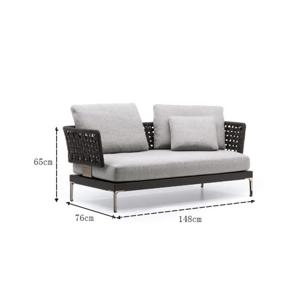 Modern Outdoor Hotel Woven Rope Lounge Sofa Patio Garden Balcony Plastic Rattan 3 Seater Sofa Sectional Furniture Set