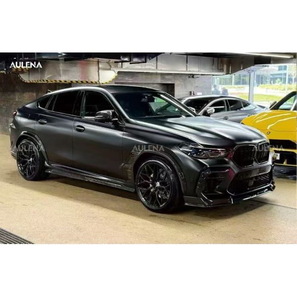 For BMW X6M Dry Carbon Fiber Body Kit X6M Aulena-style Front Lip Diffuser Spoiler Hood Wheel Arch X6M Wide-body Kit