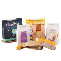 Sacs d'emballage alimentaire en papier kraft à quatre joints biodégradables pour le pain en relief