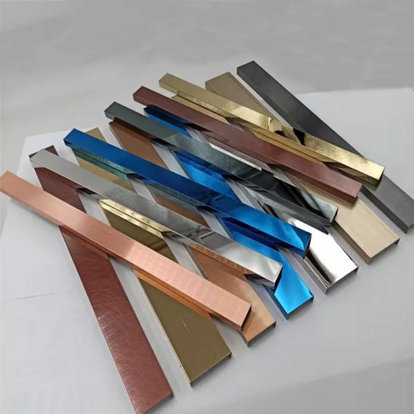 PVD Color Coated 304 Stainless Steel U Trim Decorative SS Tile Trim 12mm