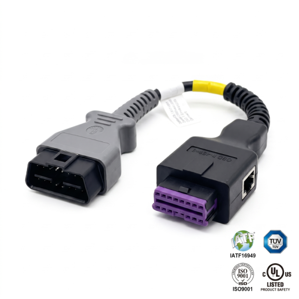 OBD‑II 16‑pin Male to OBD‑II 16‑pin Female with RJ45 Network Port