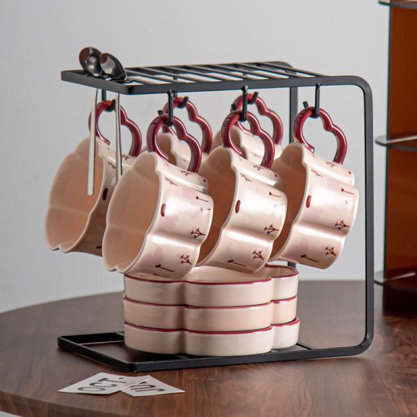 210ml Volume Fresh Style Exquisite Flower Shaped Cups And Saucers For End Coffee