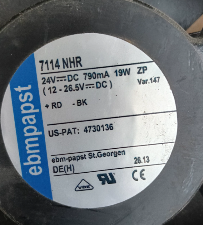 7114NHR Ebmpapst 24V DC Axial Fan for Industrial Cabinet Cooling Systems