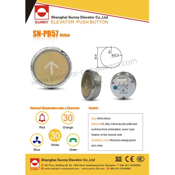 Elevator Braille Button / Lift Push Button EN81-70 With Marvelous Look