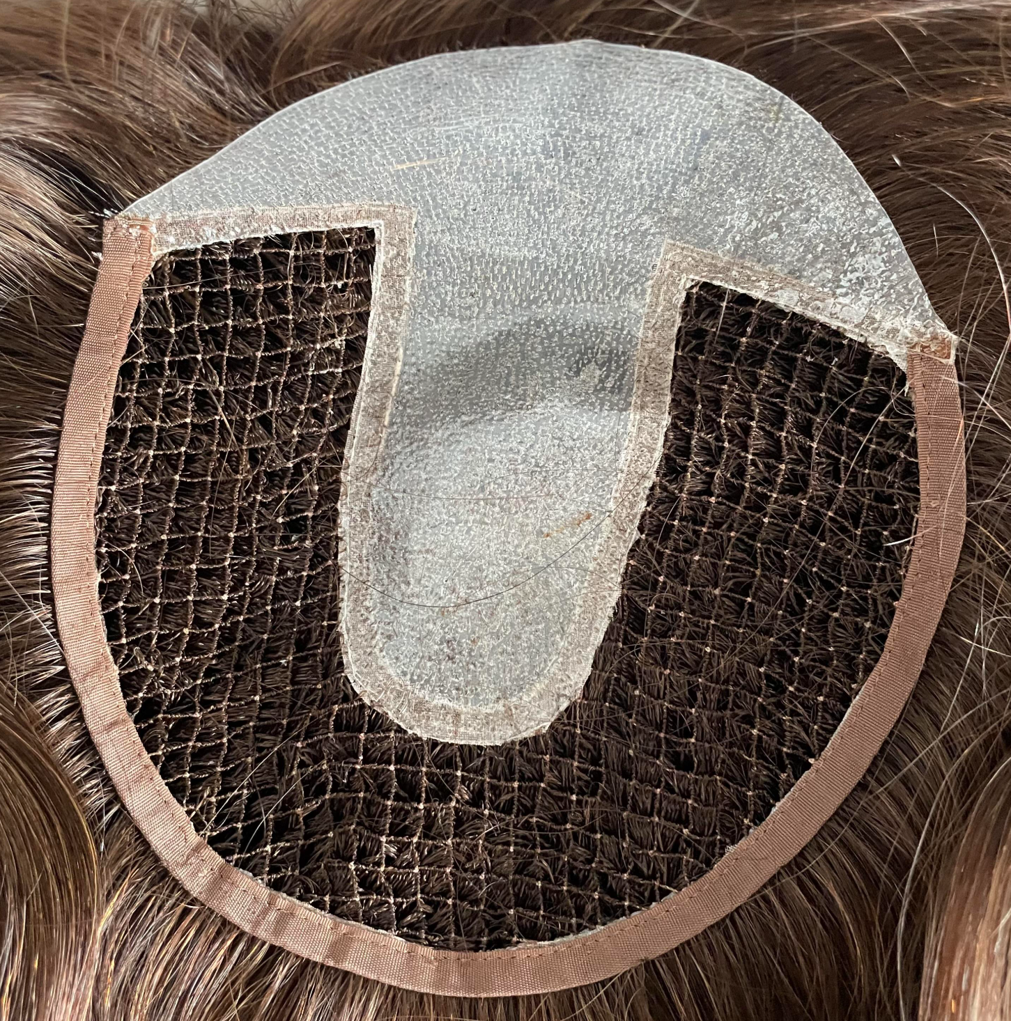 High Quality Natural Long Brown Integration Fishnet Base Virgin Multi Parting Hand Tied Human Hair Topper For Woman