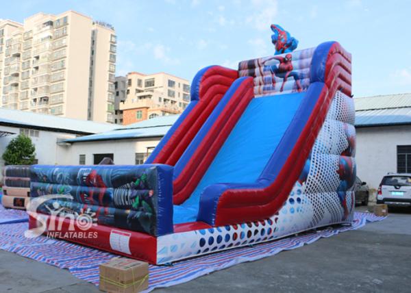 7 meters high kids spiderman inflatable slide with complete digital printing for outdoor parties