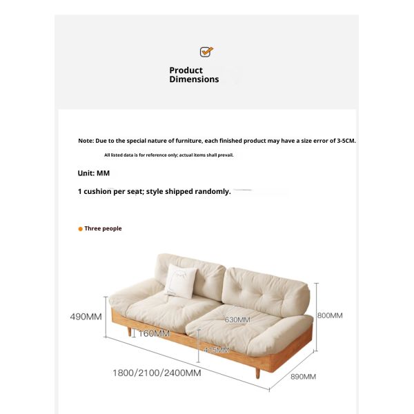 Modern Minimalist Space Saving 3 Seater Frame Sofa Fabric Solid Wood Eco-Friendly Cloud Corner Modular Sectional Sofa Living