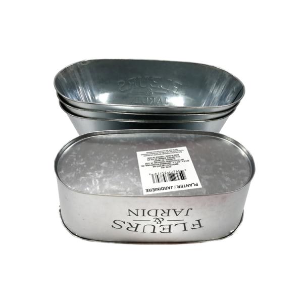 Гальванизированные овальные оцинковывают бак плантатора вазы металла для украшения сада цветков