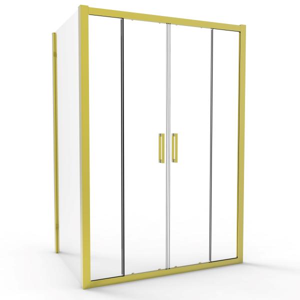 Porta deslizante dupla de aço inoxidável titânio escovado de cor com painel lateral