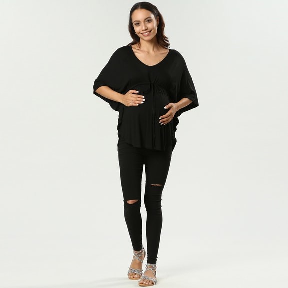 Newest Design Women Top with Batwing Sleeves & Waistband