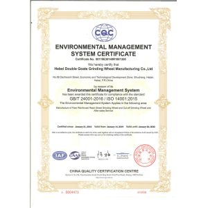 Hebei Double Goats Grinding Wheel Manufacturing Co., Ltd Сертификации