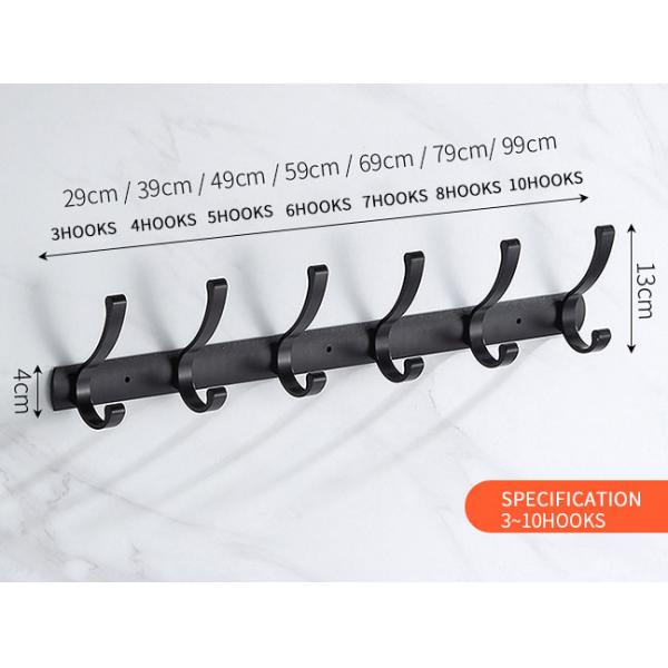 Matte Black Stainless Steel Robe Hooks , Wall Mount Towel Hanger OEM ODM