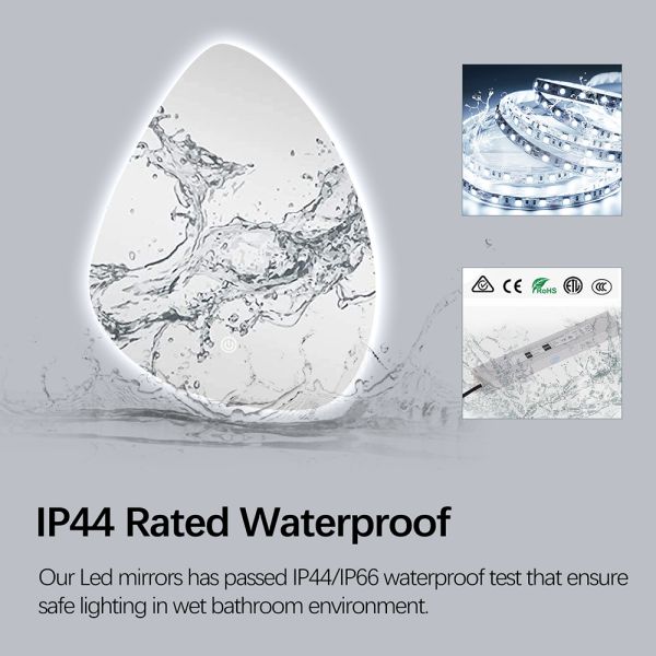 Dimmable LED Frameless Mirror 5mm Defog Bathroom Mirror For Hotel / Bathroom / Project