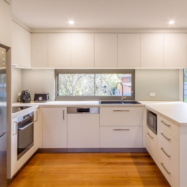 Matte Creamy White PVC Kitchen Cabinet U Shaped Kitchen Units