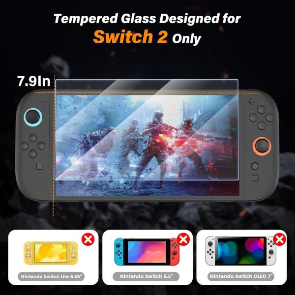 Anti-Glare & Blue Light Filter Tempered Glass Screen Protector for Nintendo Switch2 – Eye Protection, HD Clear, Bubble-Free