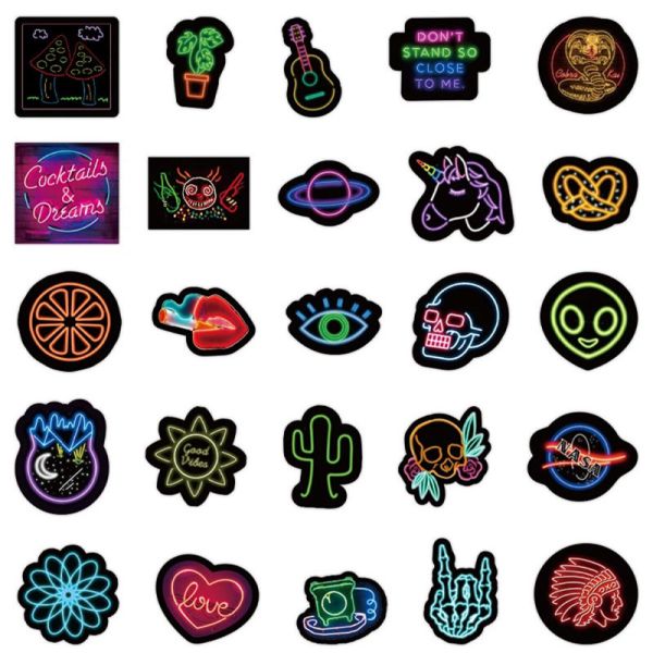 Personalized Neon PVC Kiss Cut Stickers Decals For Home Luggage