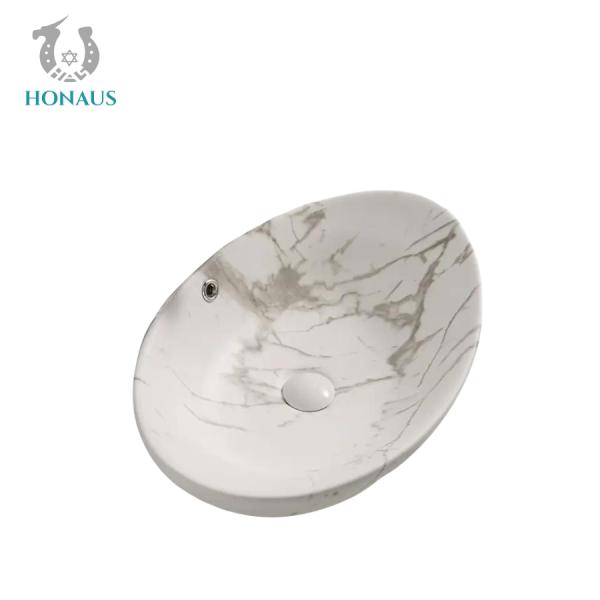 Luxurious Household Marble Effect Countertop Basin 600mm Countertop Basin