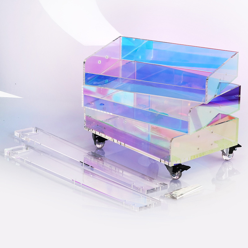 Modern Acrylic Rolling Bar Cart End Table Foldable Functional Design Home Kitchen Wardrobe Bathroom Stainless Steel-for Food Use