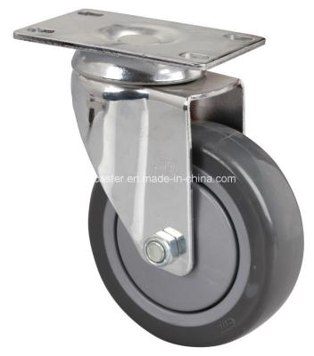 5714-77 Edl Chrome 4 130kg Plate Swivel PU Caster for Industrial Vehicles and Equipment