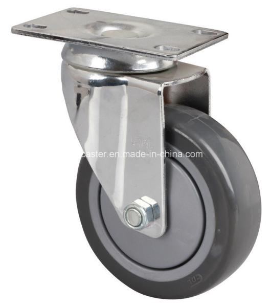 5714-77 Edl Chrome 4 130kg Plate Swivel PU Caster for Industrial Vehicles and Equipment