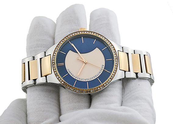 Side Wrapped Band Stainless Steel Ladies Watch Water Resistant IP Two Tone Plating