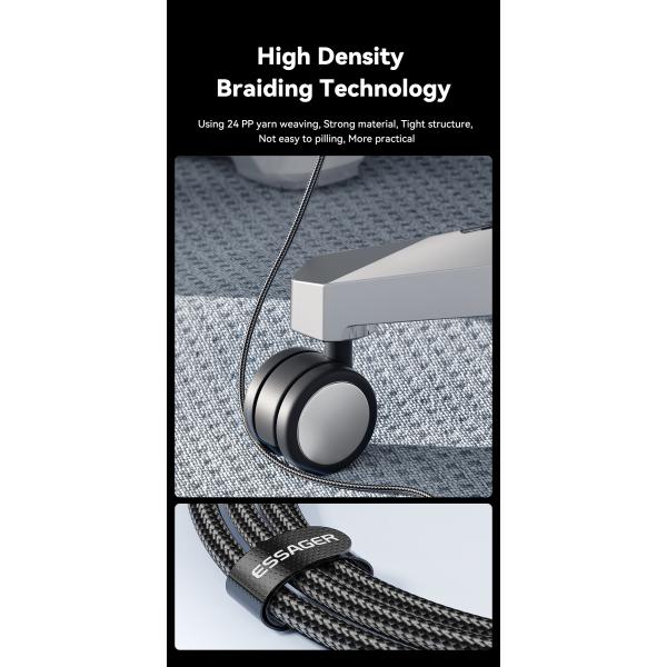 ESSAGER ES-X45 Serie USB C a C Cable de carga rápida 100W 1m 2m 3m