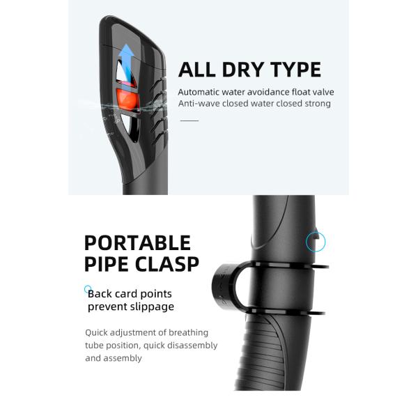 Baño de silicona Buceo Scuba Tubo de respiración Snorkel seco para niños