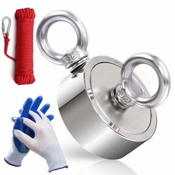 500LB Double Side Neodymium Pot Magnet With Heavy Duty Rope