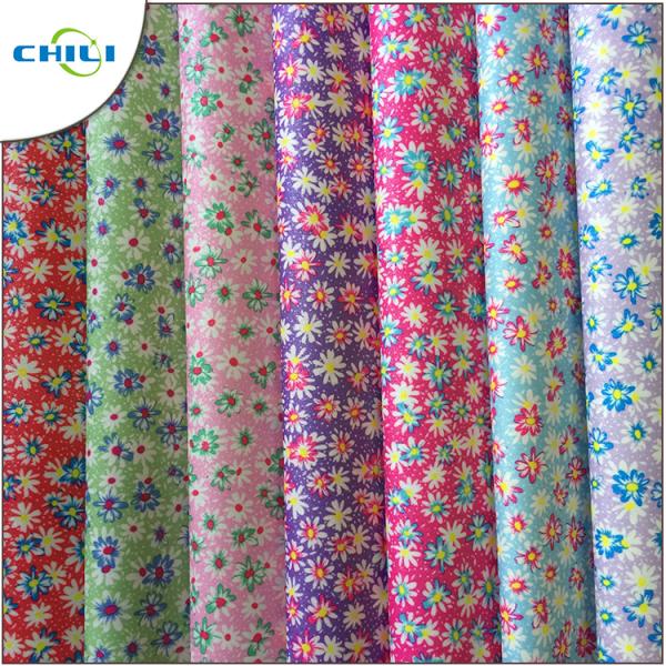 Glitter Printed Faux Leather Fabric , Vegan Leather By The Yard Red Color