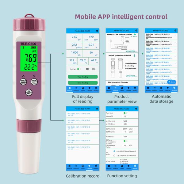 6-in-1 Digital Water Quality Meter pH/EC/TDS/ORP/Salt/Temperature Drinking Water Tester
