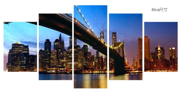 Modern 5 Panel Canvas Wall Art City Sunset Seascape Painting Picture Artwork