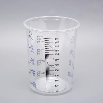 600ml Disposable Mixing cup Auto Plastic Single Use plastic pots measuring printed cup calibrated-up cup