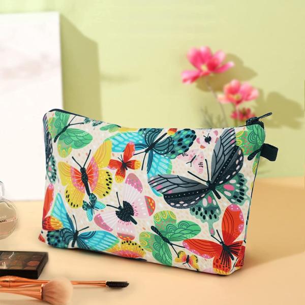 Soft Durable Cosmetic Bags for Women Small Colorful Butterfly Makeup Bag Toiletry Bag Accessories Organizer Zipper