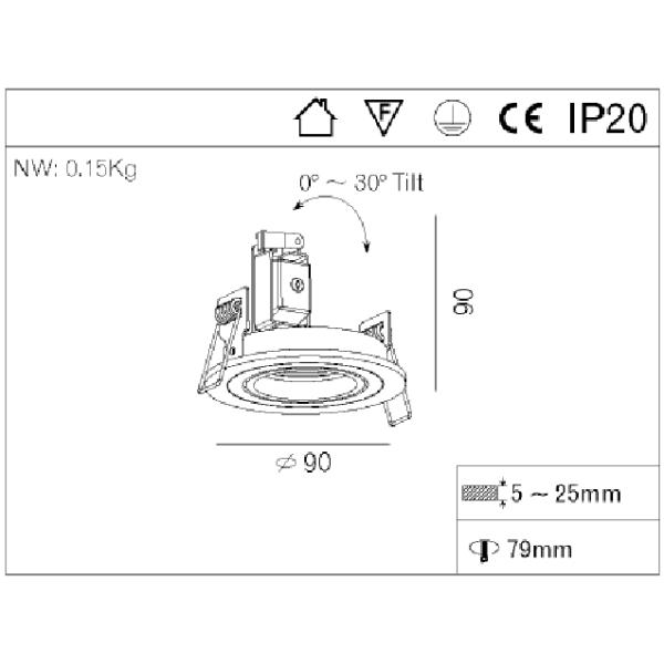 Round GU10 Recessed Halogen Downlight Recessed Ceiling LED GU10 LED Down Lighting