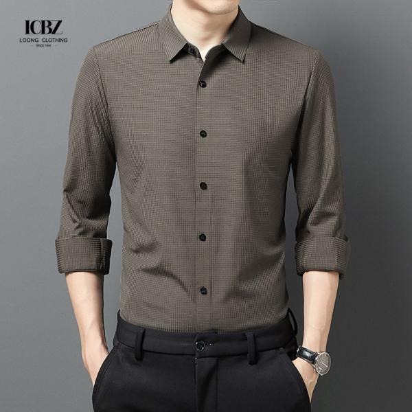 Large Size Mens Designer Casual Manga Longa Estiragem Ligas Verticais Camisas Vintage