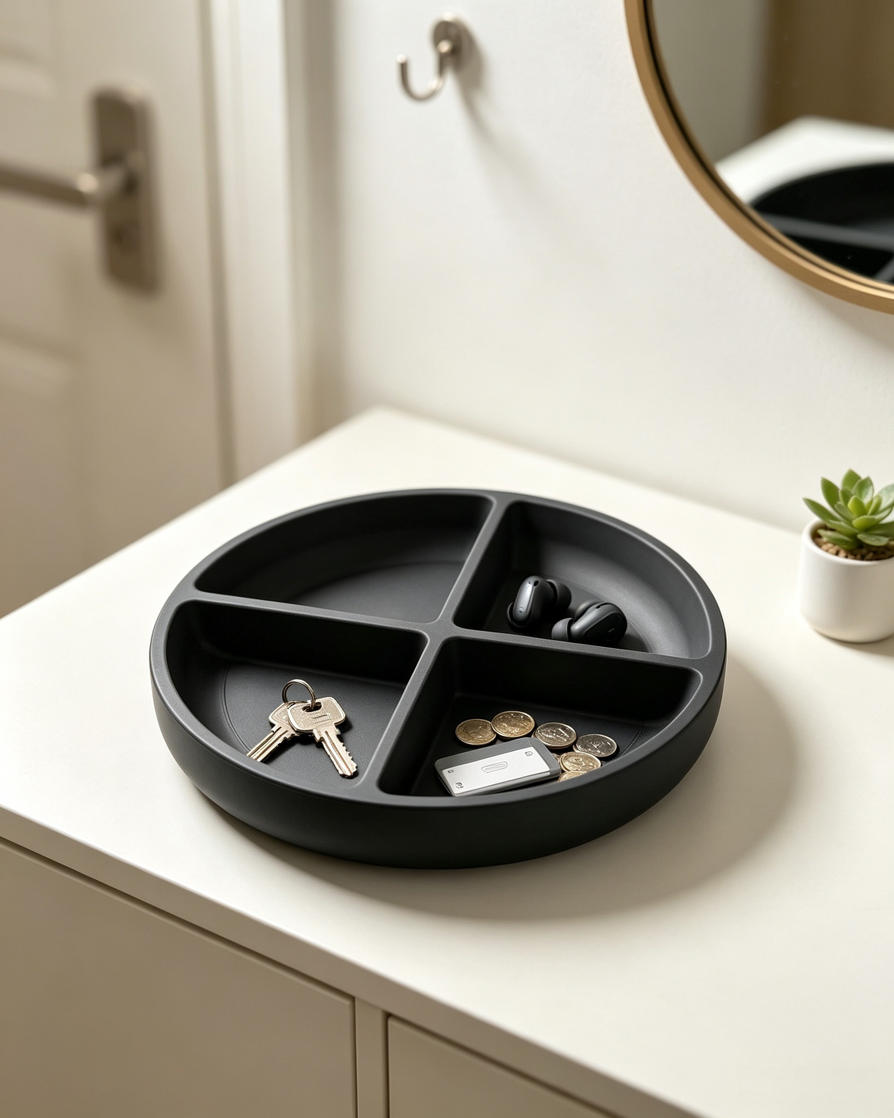 Dark Tone 3D Printed Decor Snack Storage Glossy Divided Tray Triple Compartment
