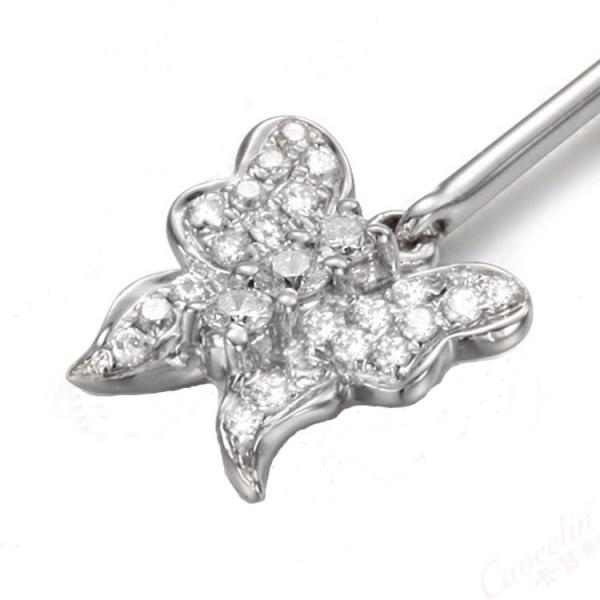 18K White Gold  with Diamonds  Balck  Onyx Butterfly  Dangle Earrings (GDE019)