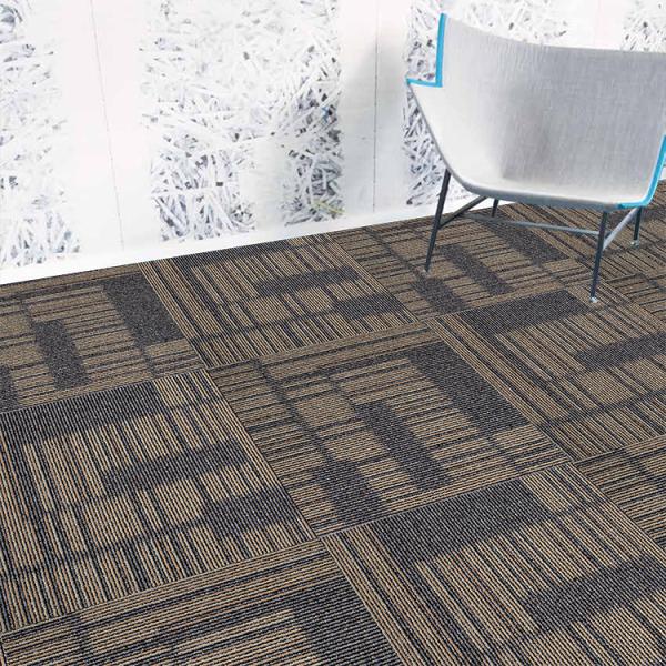Commercial Cut Pile Nylon Carpet Tile Square Striped Pattern for Office and Hotel Rooms