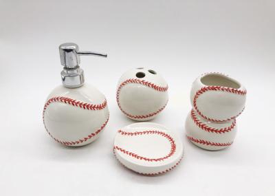 Sanitary Ware Baseball Bathroom Accessories Sets Hand Painted For Everyday Care