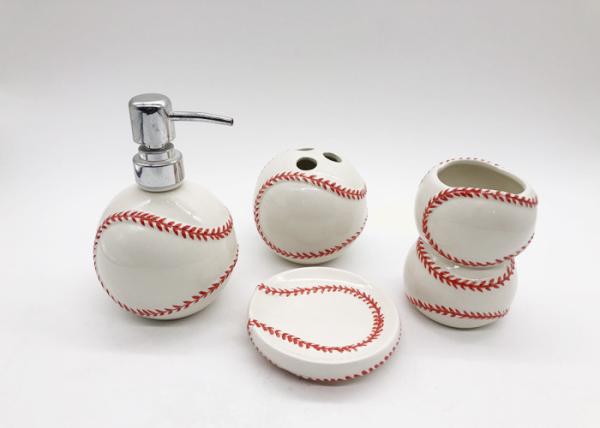 Sanitary Ware Baseball Bathroom Accessories Sets Hand Painted For Everyday Care