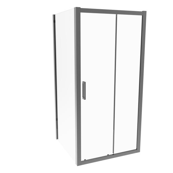 Aço inoxidável, cinza de arma escovado, porta deslizante com painel lateral