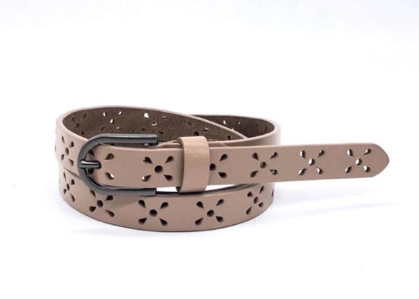 3/4 (18mm) Women's Fashion Leather Belts Skinny Perforated Floral Hollow Out One Piece Cowhide Full Grain