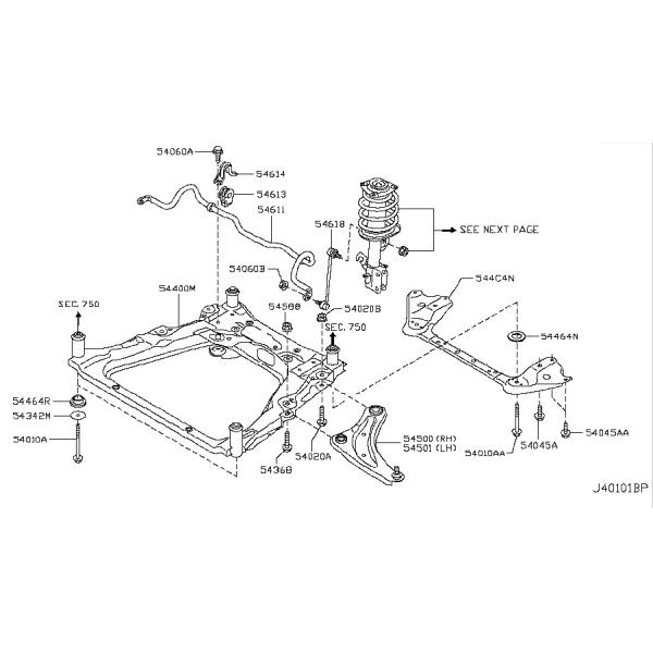 Nissan Leaf Electric Car Front Rubber Strut Mount 54320 1KA0B For Front Axle Right