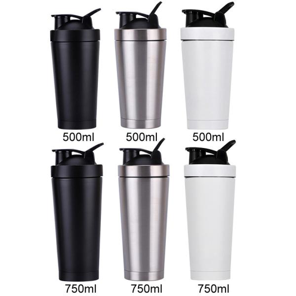 Stainless Steel Shaker Bottle Noise-Free 24 Oz Insulated Metal Shakers Bottles Cup For Protein Mixes And Pre Workout 100% Leak Proof